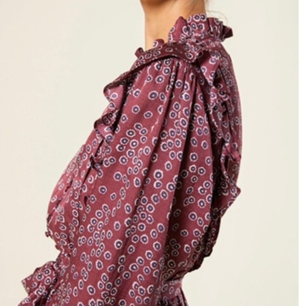 Outerknown Stardust midi dress plum laurel Cotton Silk L - Picture 3 of 10